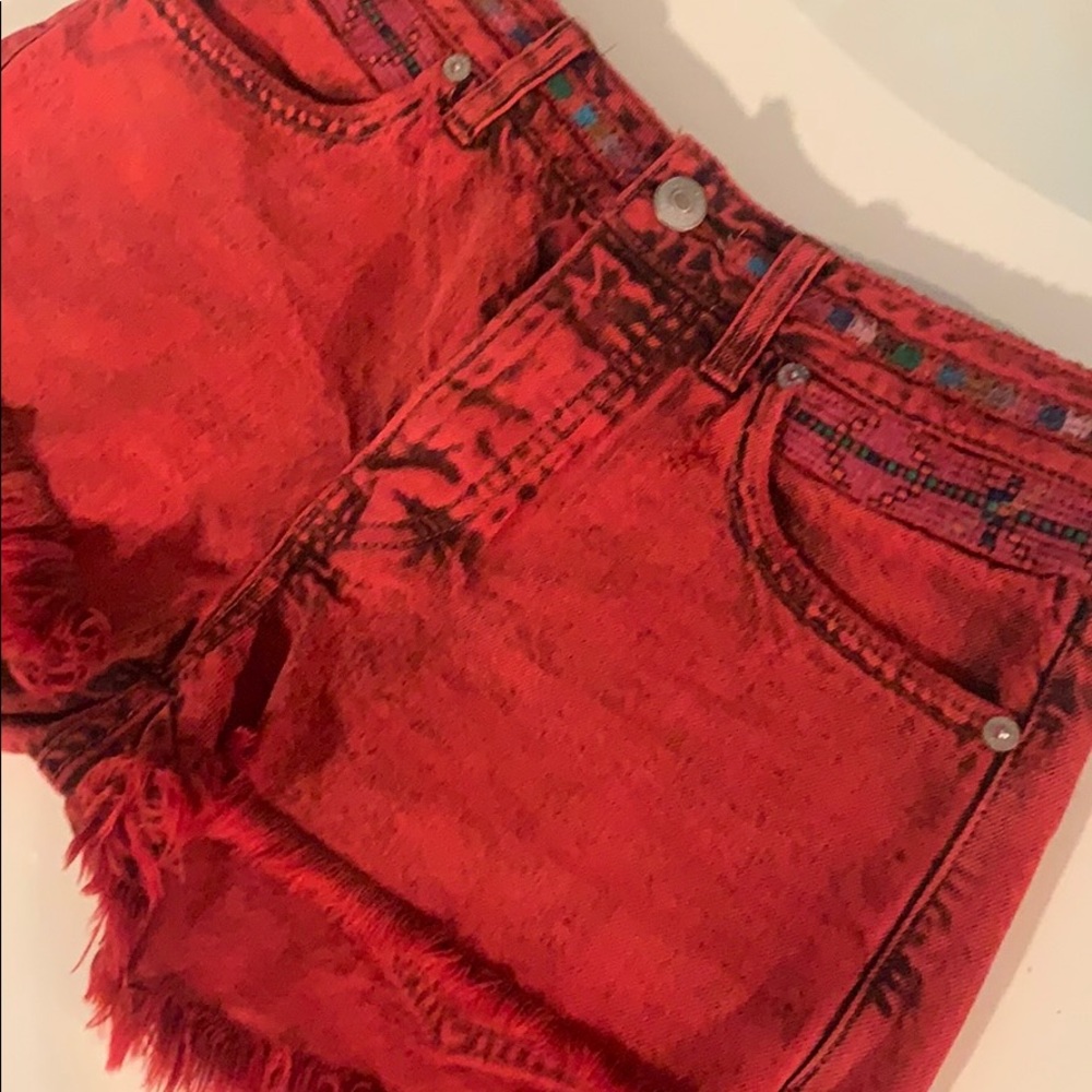 We The Free Red Denim shorts